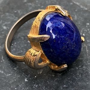Blue stone and gold hardware ring